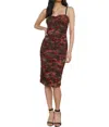 Shop L Agence Floral Cheetah Caprice Midi Dress In Army/pink In Multi