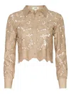 L'agence Floral-lace Button-down Top In Neutral