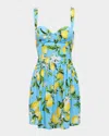 L Agence Floral Lemon Jai Drop-waist Mini Dress In Multi