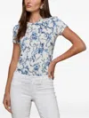 L'agence Floral-print Short-sleeve Top In White
