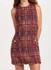 L Agence Florian Tweed Shift Dress In Multi