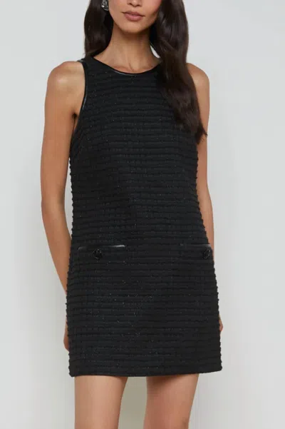 L Agence Florian Tweed Shift Dress In Black
