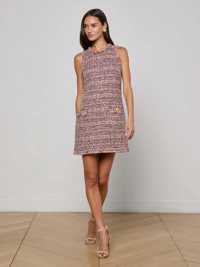 L Agence Florian Tweed Shift Dress In Multi