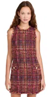 L Agence Florian Tweed Shift Dress In Red/pink Multi Tweed