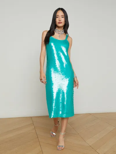 L Agence Gabin Sequin Dress In Bright Jade