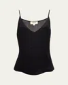 L'agence Gabriella Silk V-neck Tank In Black