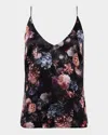 L Agence Gabriella V-neck Floral Silk Tank Top In Black Multi Vintage Oil Flower
