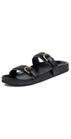 L Agence Gaelle Slides Black In Black Leather