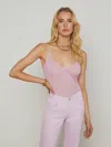 L Agence Gelina Mesh Bodysuit In Mauve Mist