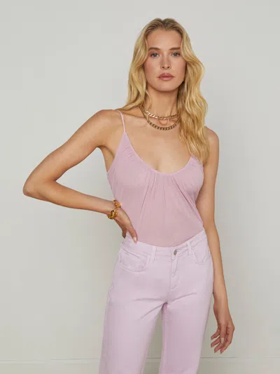 L Agence Gelina Mesh Bodysuit In Mauve Mist
