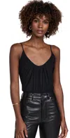 L Agence Gelina Ruched Bodysuit In Black
