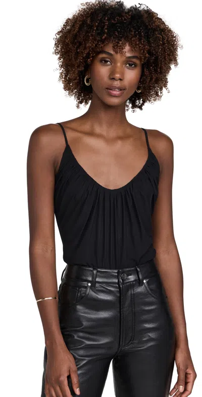 L AGENCE GELINA RUCHED BODYSUIT BLACK