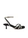 L Agence L'agence Genette Ankle Strap Kitten Heel Sandal In Gold Lizard Leather