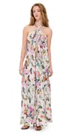 L Agence Geneva Butterfly Keyhole Halter Maxi Dress Ivory In Ivory