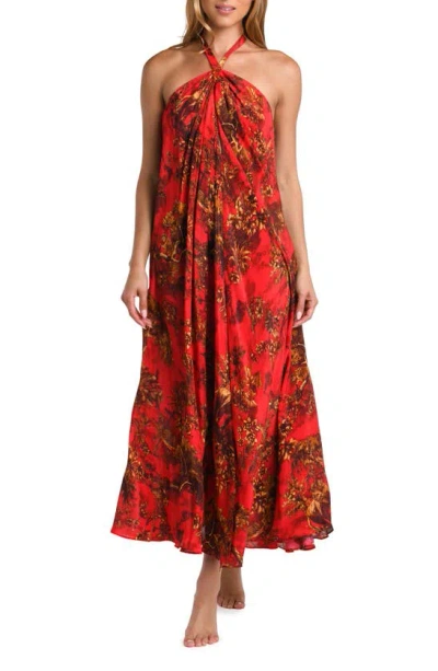 L Agence Geneva Jungle Print Cover-up Dress In Scarlet