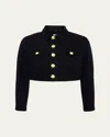 L Agence Genevie Cropped Denim Jacket In Noir