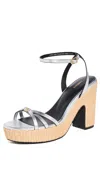 L Agence Genevra Platform Sandals Silver In Silver