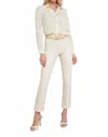 L Agence Ginny High Rise Straight Back Zip Jeans In French Vanilla Coated In Multi