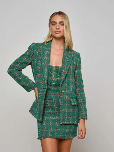L Agence Gweny Tweed Blazer In Green