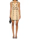 L Agence Hale Trench Mini Dress Soft Camel In Multi