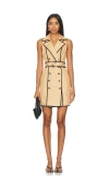 L Agence Hale Trench Mini Dress In Tan