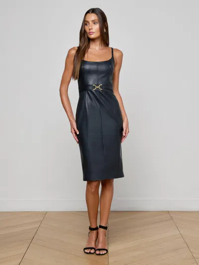 L Agence Halia Buckle Midi Dress In Blue