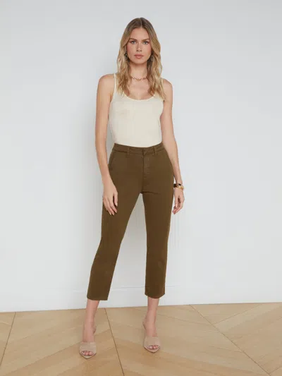 L Agence Harlow Cropped Trouser In Green