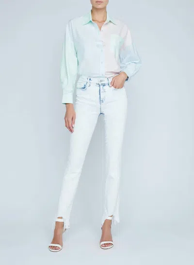 L Agence Harmon Slim Straight Jeans In Electra In Blue