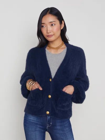 L Agence Harriet Cardigan In Indigo