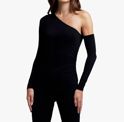 L'AGENCE HATTIE ONE SHOULDER TOP IN BLACK