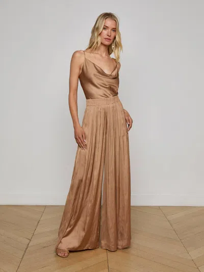 L Agence Haylo Satin Pant In Brown