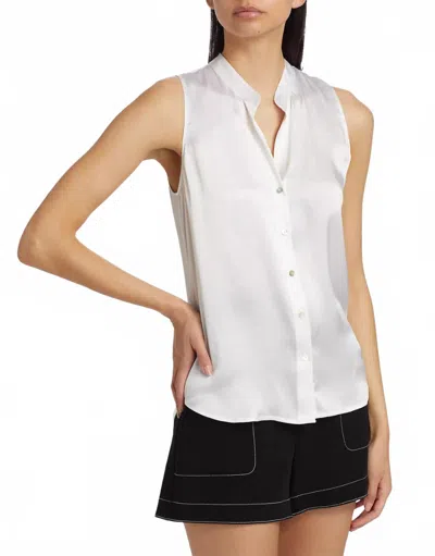 L Agence Hendrix Banded Collar Sleeveless Blouse In White