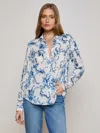L Agence Holly Blouse In Blue