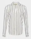 L Agence Holly Multi-striped Blouse In Ivoryblackgold Stripe