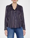 L Agence Holly Multi-striped Blouse In Midnight Multi Stripe