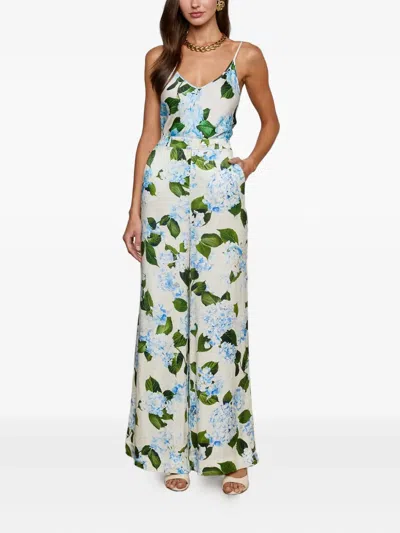 L Agence Hydrangea-print Tank Top In Blue
