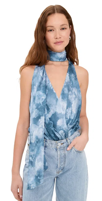 L Agence Ichirou Necktie Bodysuit Dsty Bl Multi Cloud Soft Floral