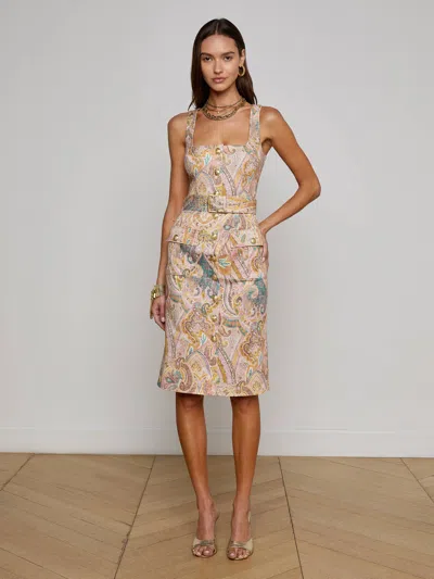 L Agence Idy Button-front Dress In Neutral