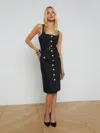 L'agence Idy Button Down Dress In Black In Black/gold