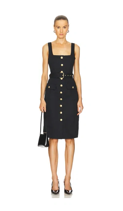 L Agence Midi-kleid Idy In Black Gold