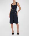 L'agence Idy Button Down Dress In Black In Blackgold