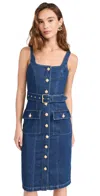 L Agence Midy Button-front Denim Tank Dress In Glendale