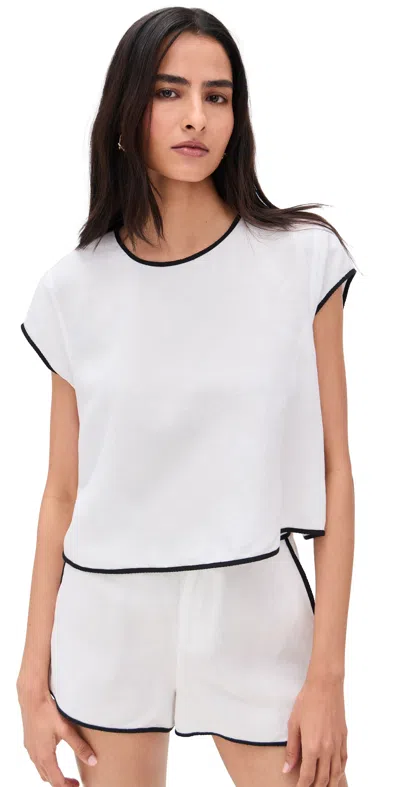 L Agence Ilana Contrast Trim Top White/black