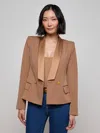 L Agence Imogen Satin Lapel Blazer In Brown