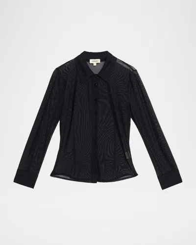 L Agence Indiana Sheer Fitted Blouse In Black
