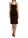 L AGENCE INDIE VELVET CHEETAH-PRINT SLIP DRESS IN TAN/BLACK