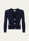 L Agence Irvin Pointelle Knit Cardigan In Midnight