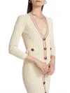 L Agence Irvin Pointelle Cropped Cardigan In Ecru And Blue In Neutral