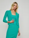 L Agence Irvin Pointelle Cropped Cardigan In Green