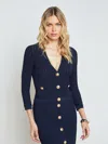 L Agence Irvin Pointelle Knit Cardigan In Midnight/gold